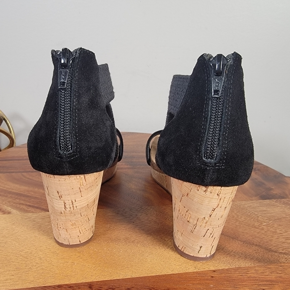 Sofft Black Cork Wedge Sandals - Picture 6 of 11